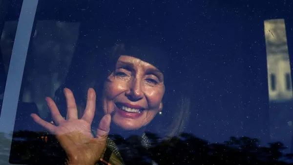 Outgoing House Speaker Nancy Pelosi leaves the Capitol after Friday's vote