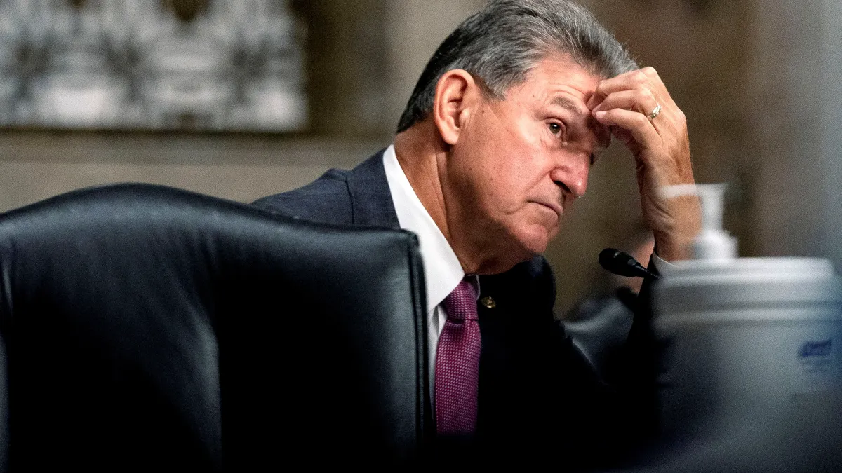 U.S. Senator Joe Manchin attends Senate Armed Services Committee hearing on Afghanistan, in Washington