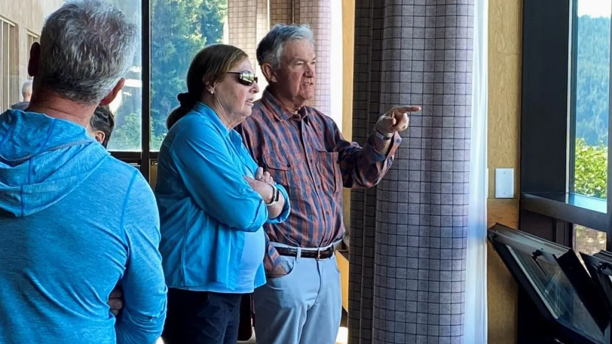Fed Chair Jerome Powell at a lodge in Jackson Hole, Wyoming.