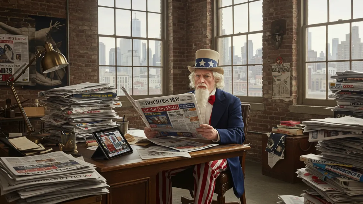 Uncle Sam Enjoys the News and Views