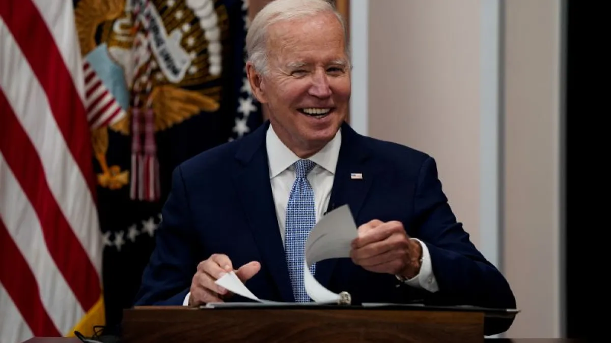 President Biden finally has some reason to smile. President Biden finally has some reason to smile.