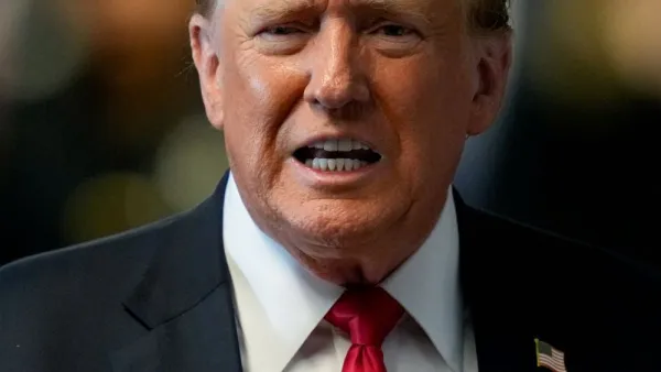 Trump outside the Manhattan Criminal Court on Tuesday.