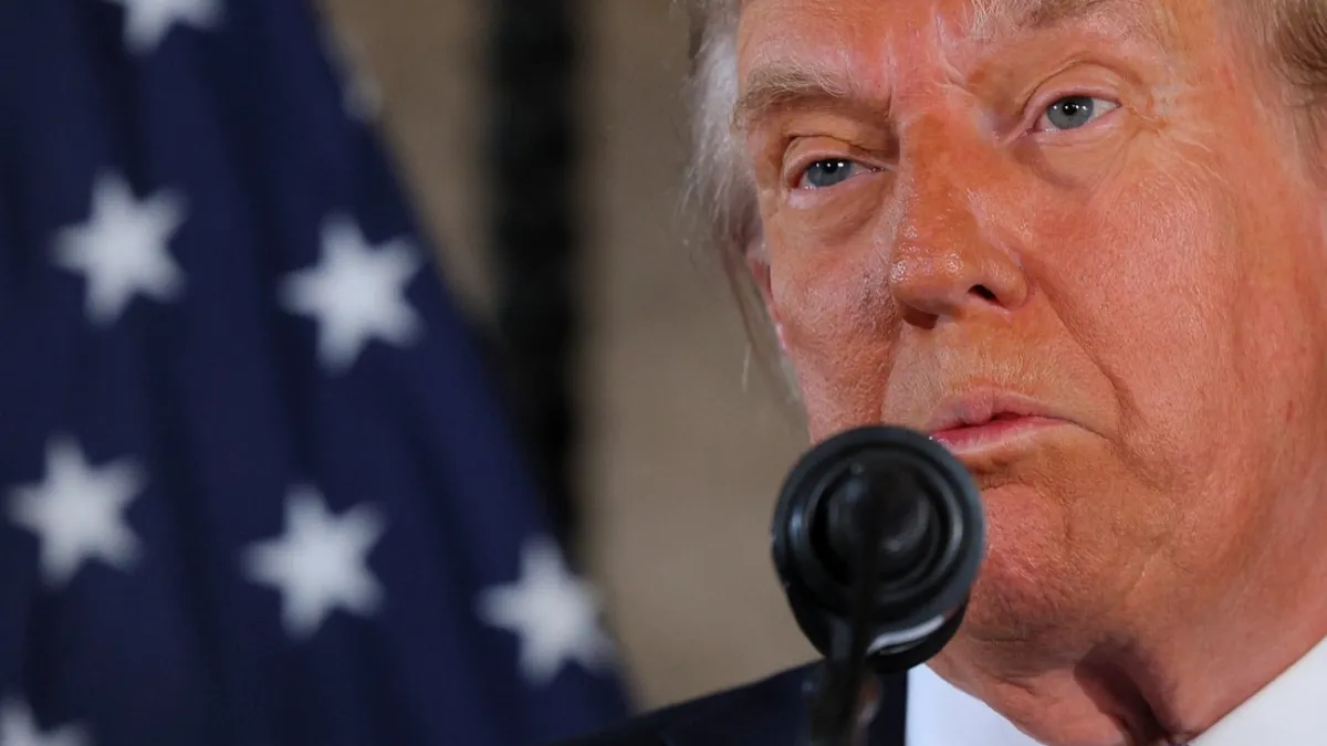 Trump at his Mar-a-Lago news conference Trump at his Mar-a-Lago news conference