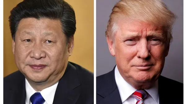A combination of file photos showing Chinese President Xi Jinping (L) at London's Heathrow Airport, October 19, 2015 and U.S. President Donald Trump posing for a photo in New York City, U.S., May 17, 2016. REUTERS/Toby Melville/Lucas Jackson/File Photos 