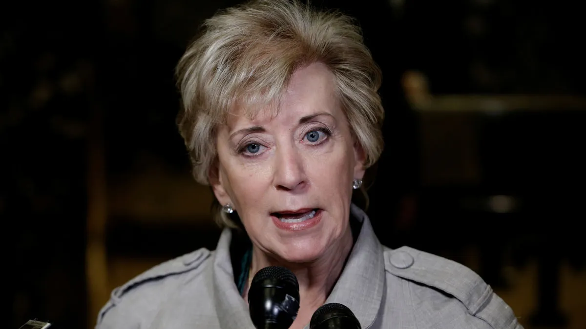 Linda McMahon: $1.1 billion Linda McMahon speaks to members of the news media after meeting with U.S. President-elect Donald Trump at Trump Tower in New York