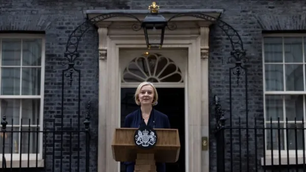 Truss announcing her resignation