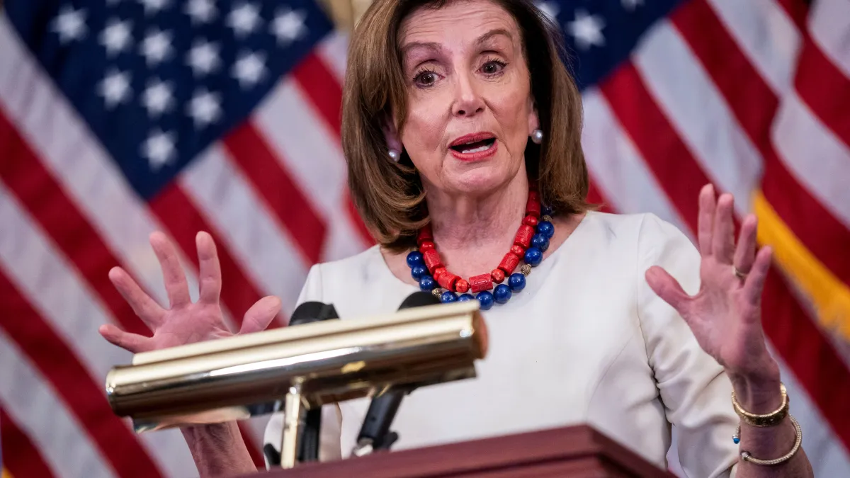 U.S. House Speaker Nancy Pelosi (D-CA) speaks during a news conference on Capitol Hill in Washington