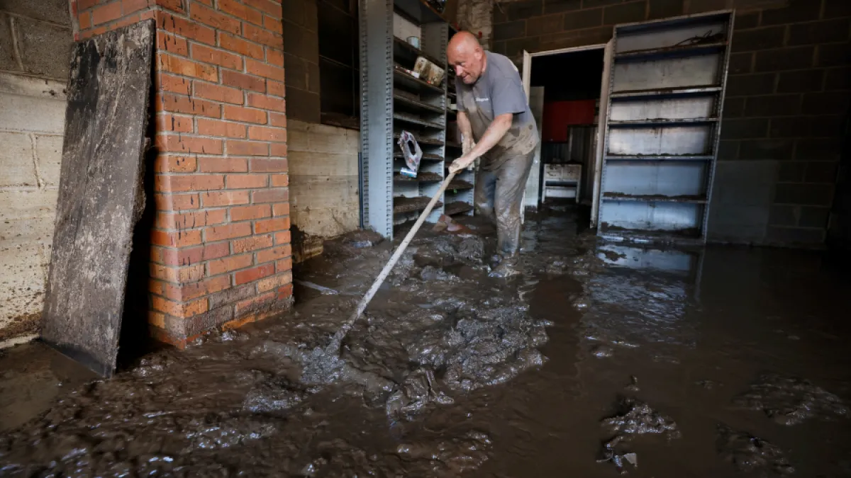 Cleaning up after Hurricane Helene in Canton, North Carolina