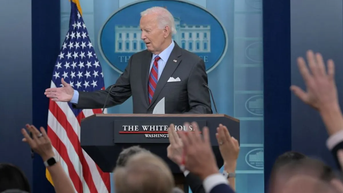 Biden made his first appearance in the briefing room.