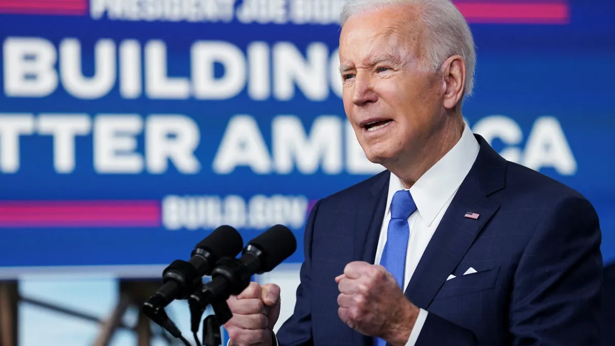 U.S. President Biden speaks about Bipartisan Infrastructure Law at the White House in Washington