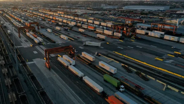 The Union Pacific Los Angeles (UPLA) Intermodal Facility rail yard in Commerce, California