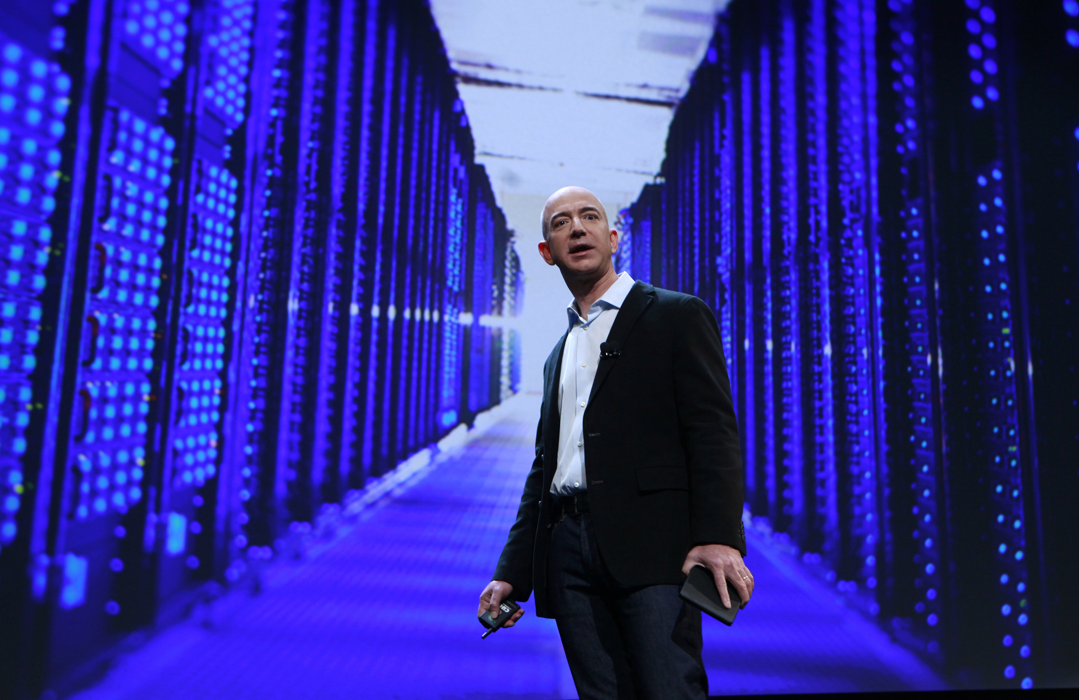 Amazon CEO Jeff Bezos speaks at a news conference during the launch of Amazon's new tablets in New York