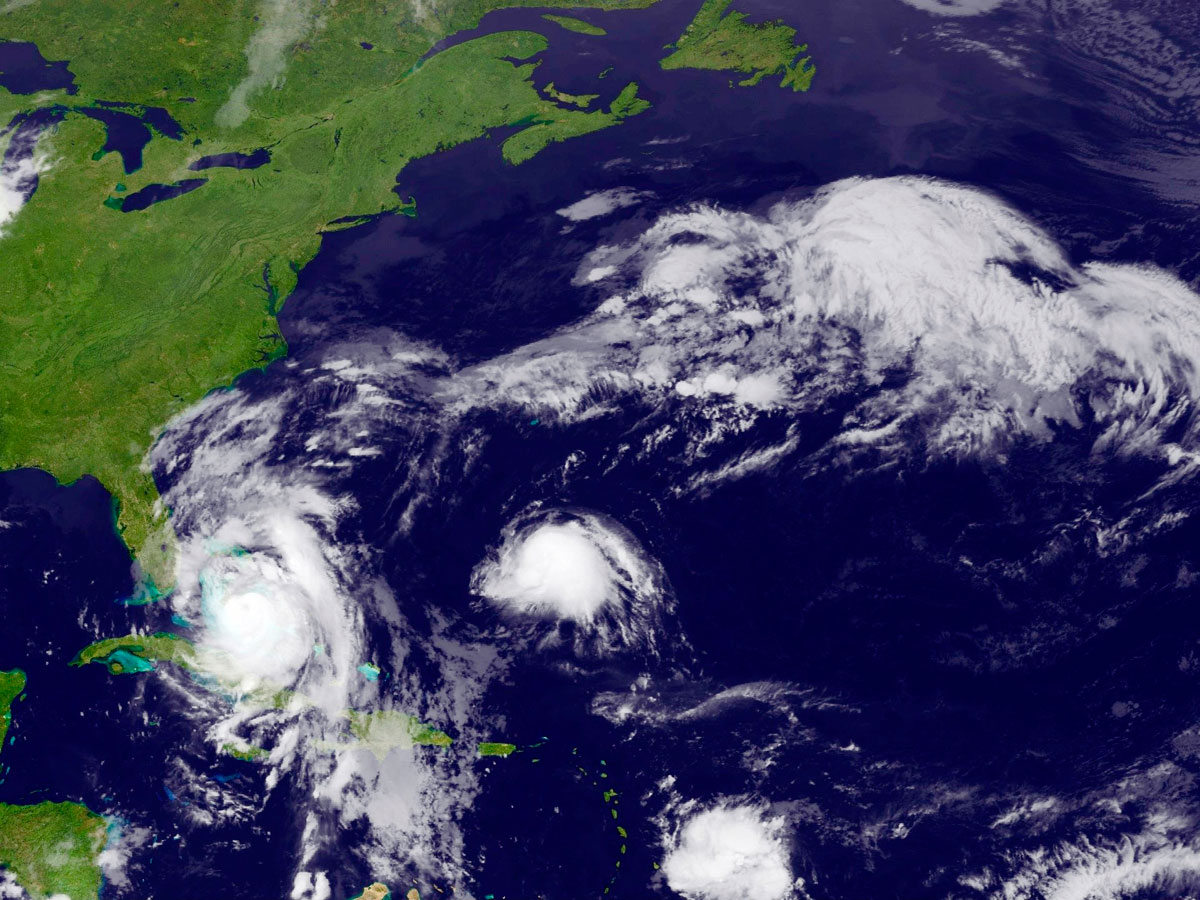 Hurricane Matthew is seen approaching the East Coast of the United States in this image from NOAA's GOES-East satellite