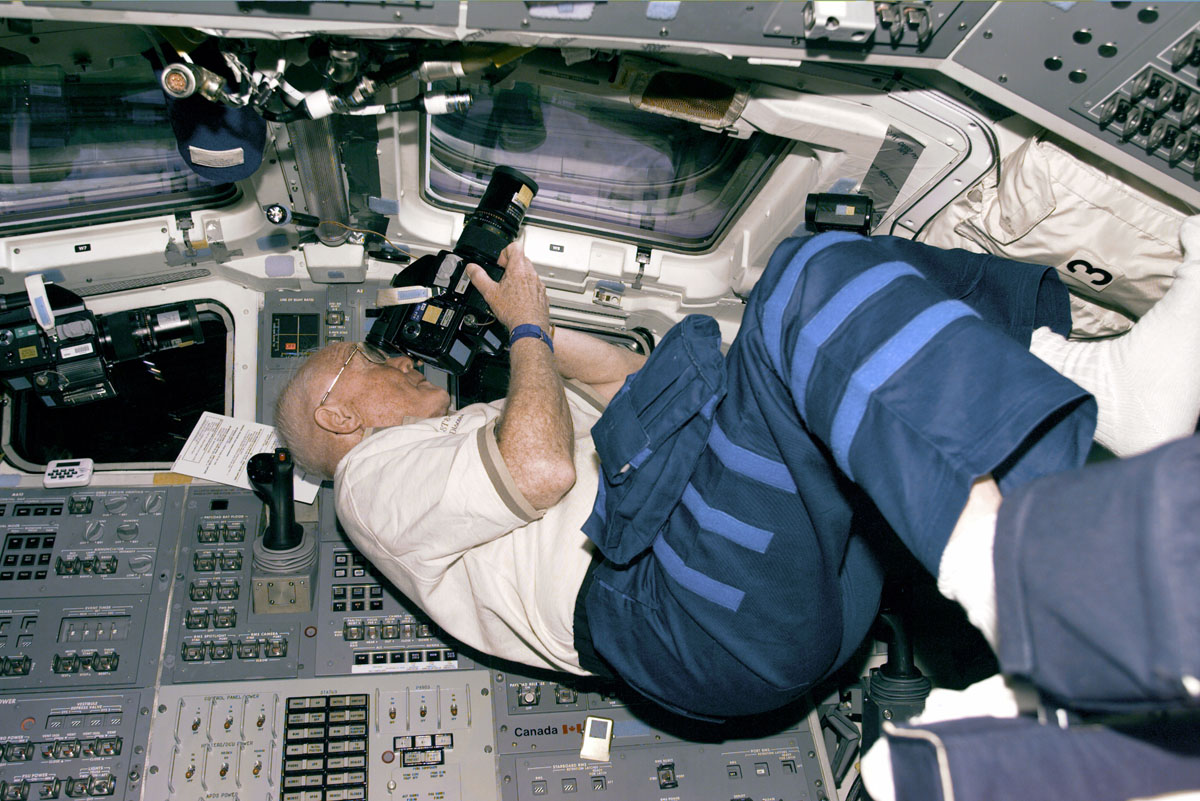 NASA handout photo of John Glenn aboard the Space Shuttle Discovery