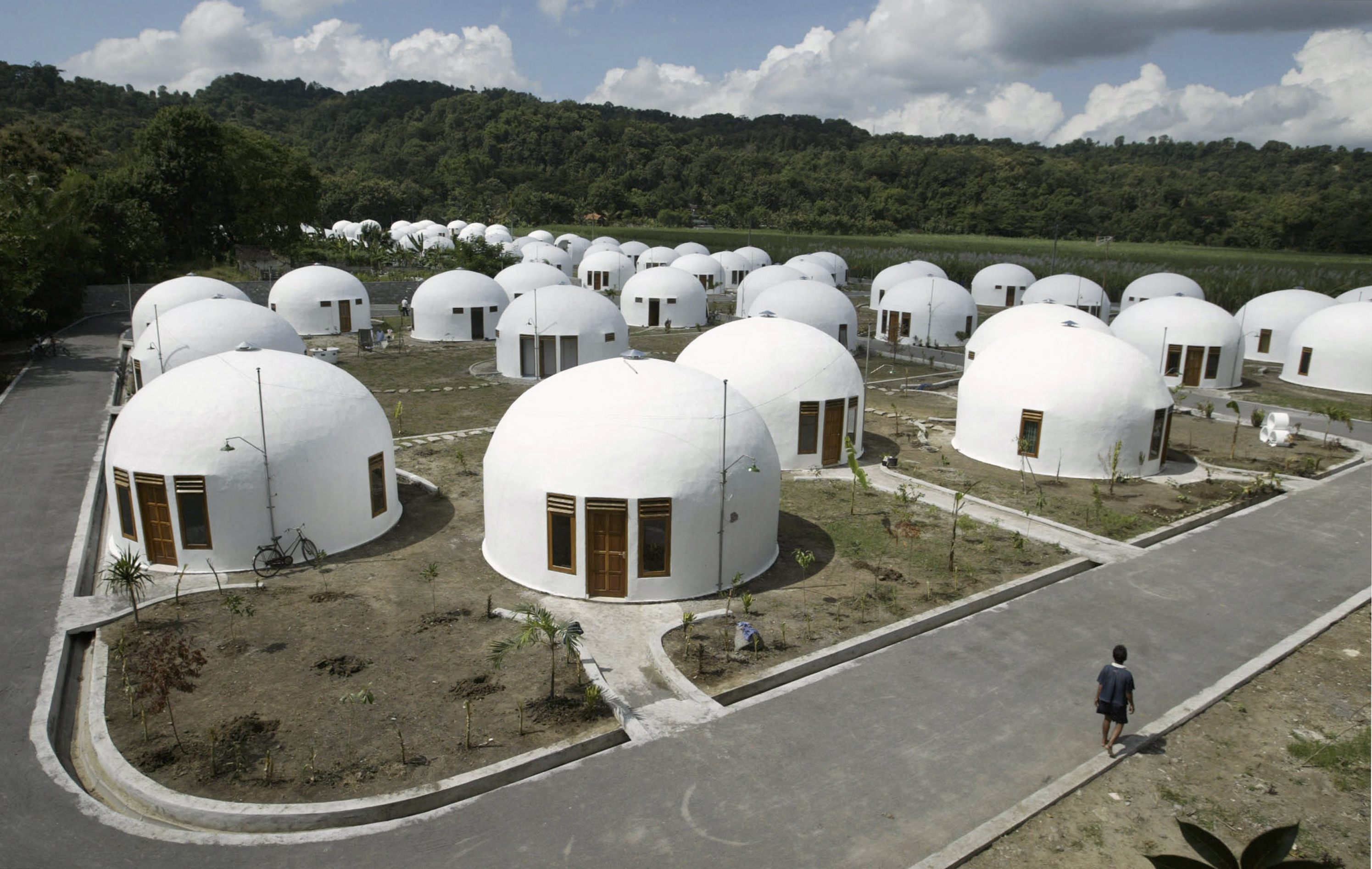 A view of about 70 domes houses, which were built by U.S. based Domes for the World, for villagers who lost their houses to last year's earthquake in Sumberharjo village