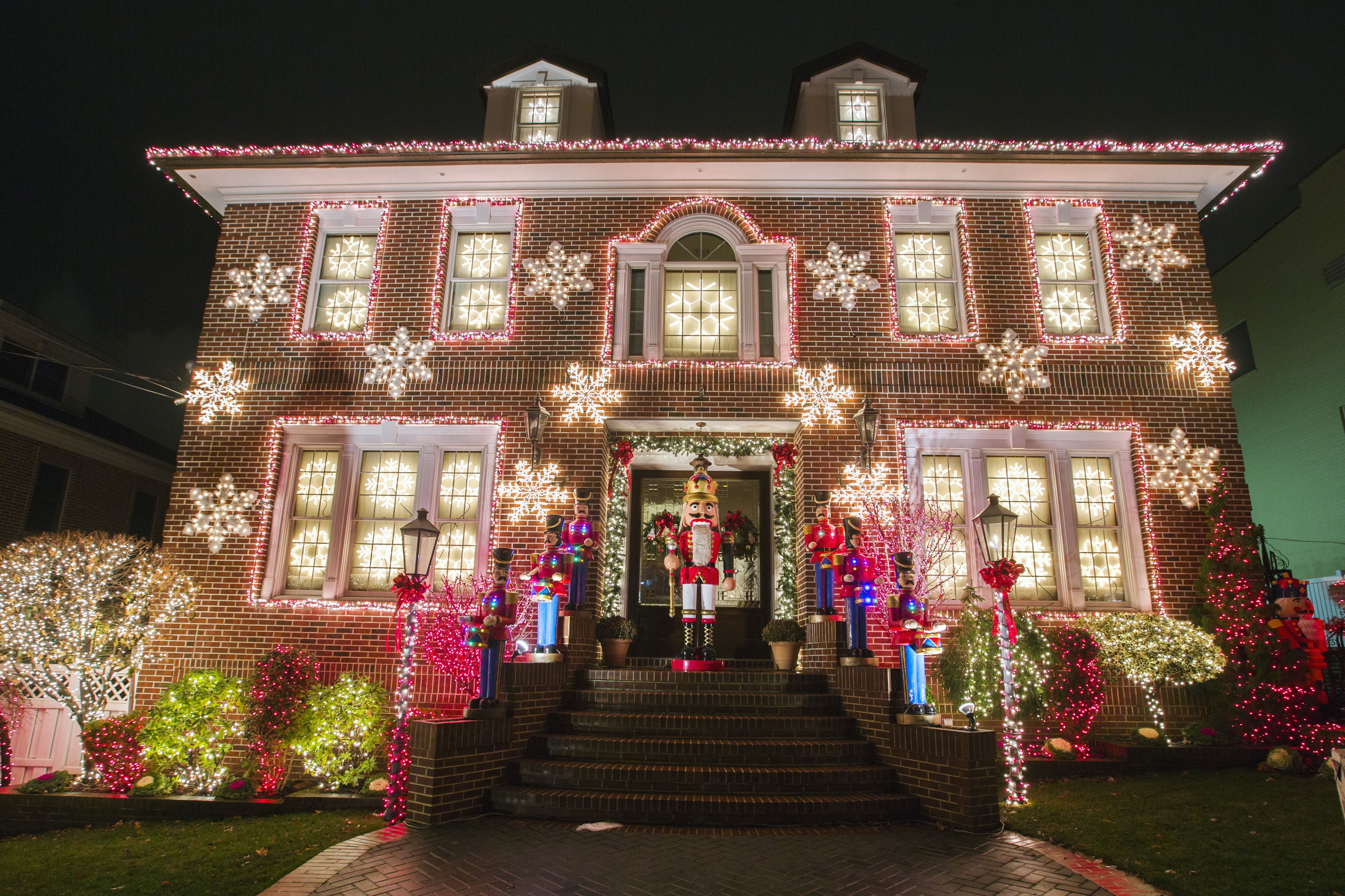 A house in the Dyker Heights neighborhood of Brooklyn is seen lit up with Christmas decorations in New York