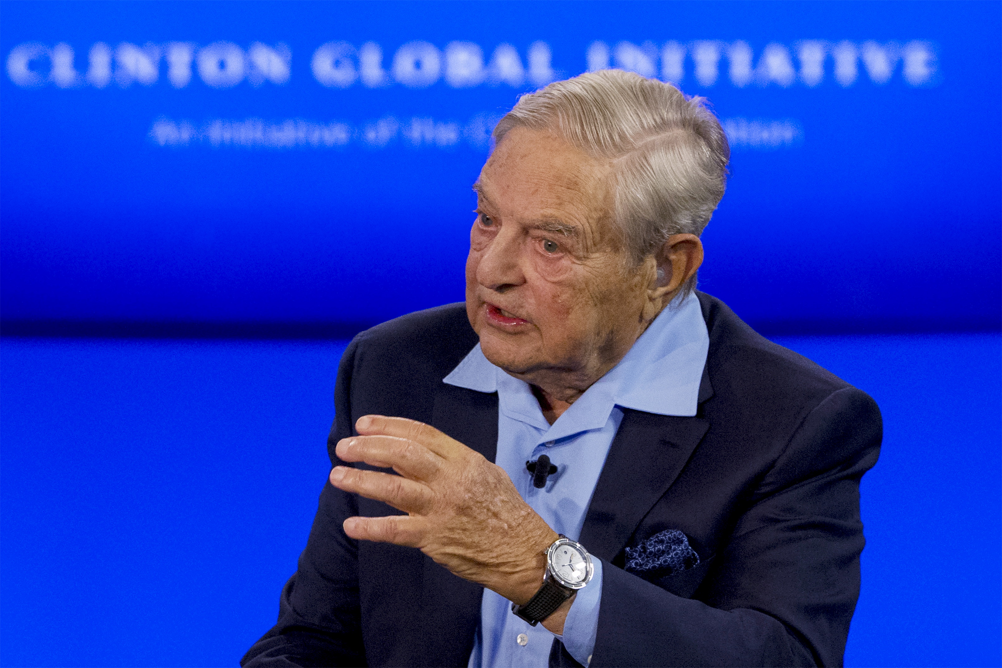 Billionaire hedge fund manager George Soros speaks during a discussion at the Clinton Global Initiative's annual meeting in New York