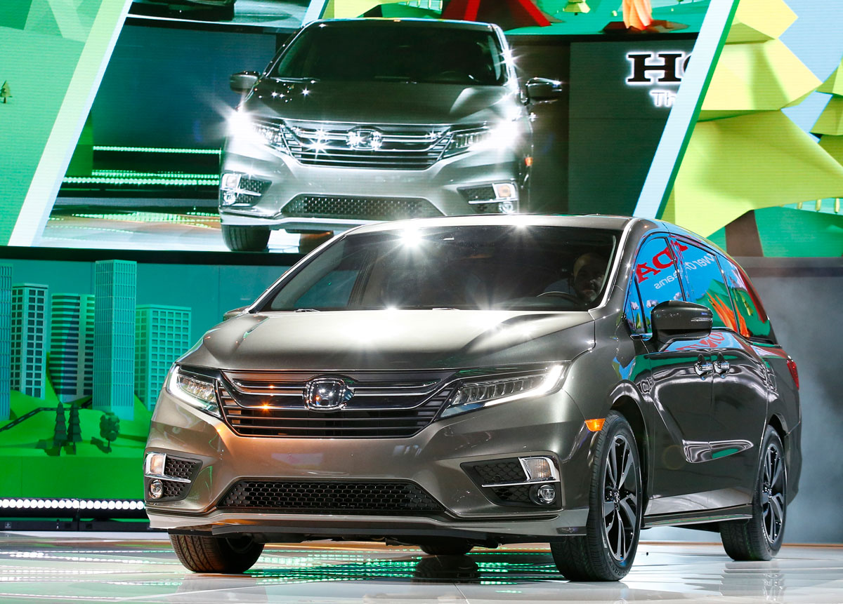 The 2018 Honda Odyssey minivan makes its world debut during the North American International Auto Show in Detroit