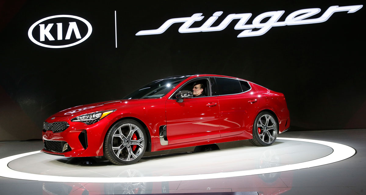 The 2018 Kia Stinger is introduced during the North American International Auto Show in Detroit