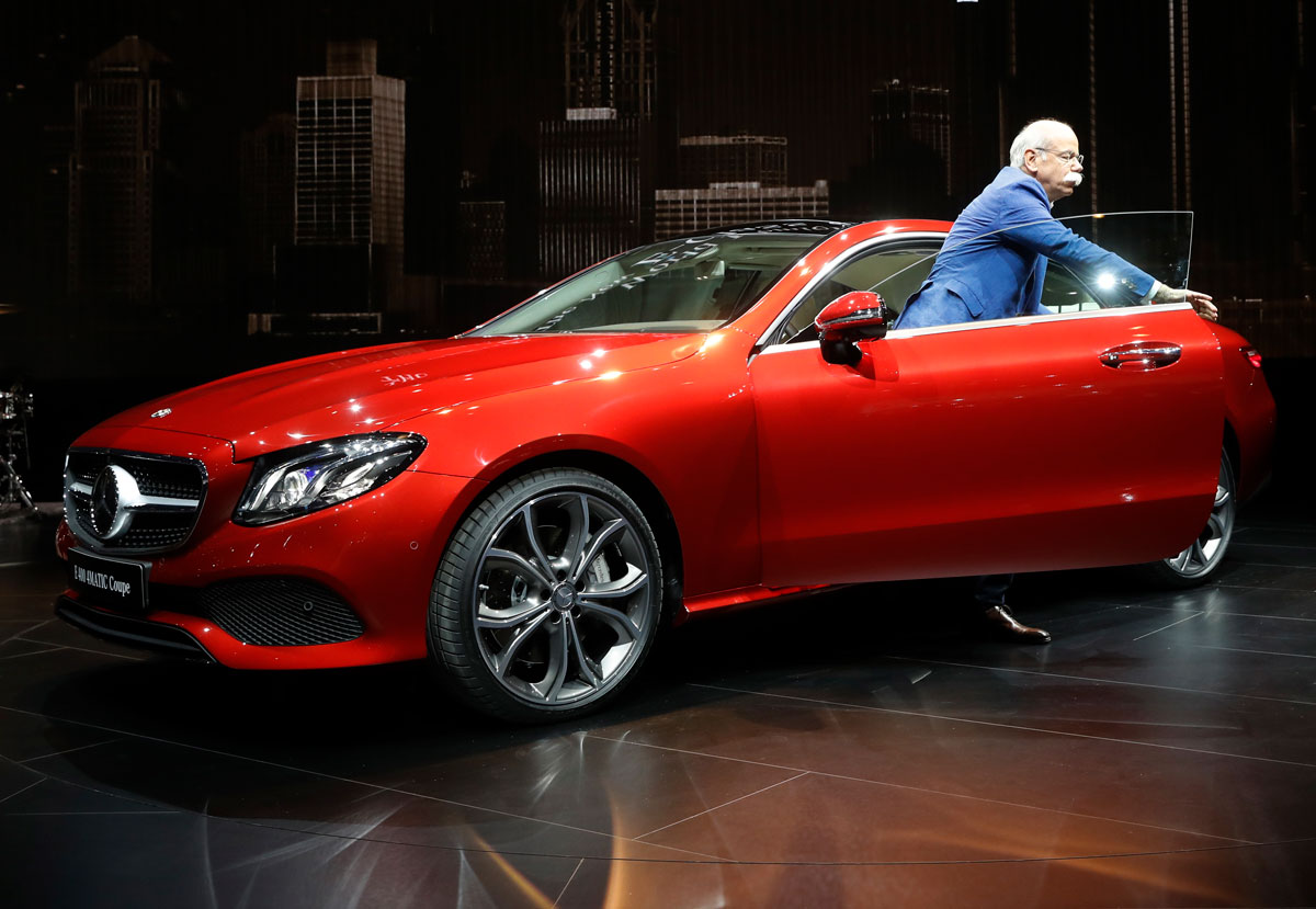 Daimler chairman Zetsche exits the new 2018 Mercedes-Benz E-Class Coupe during the North American International Auto Show in Detroit