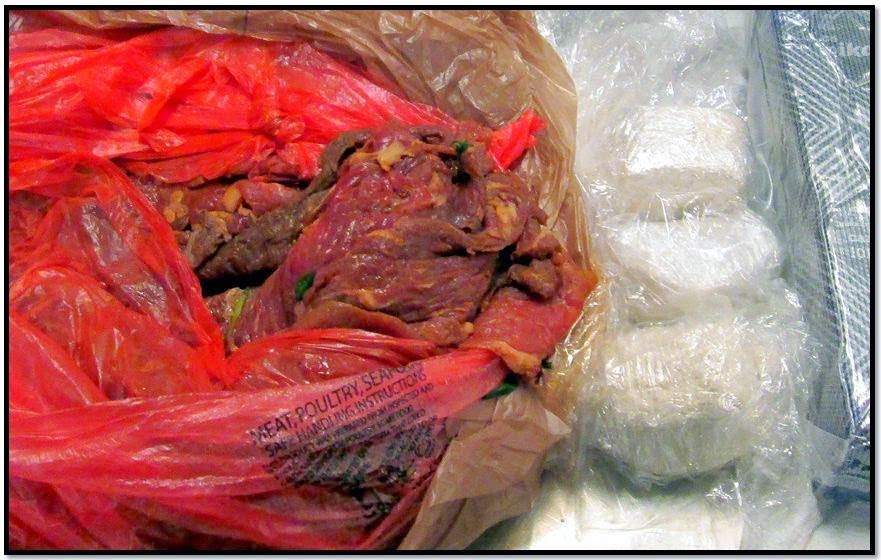 Three Pounds of Cocaine, Wrapped in Raw Meat