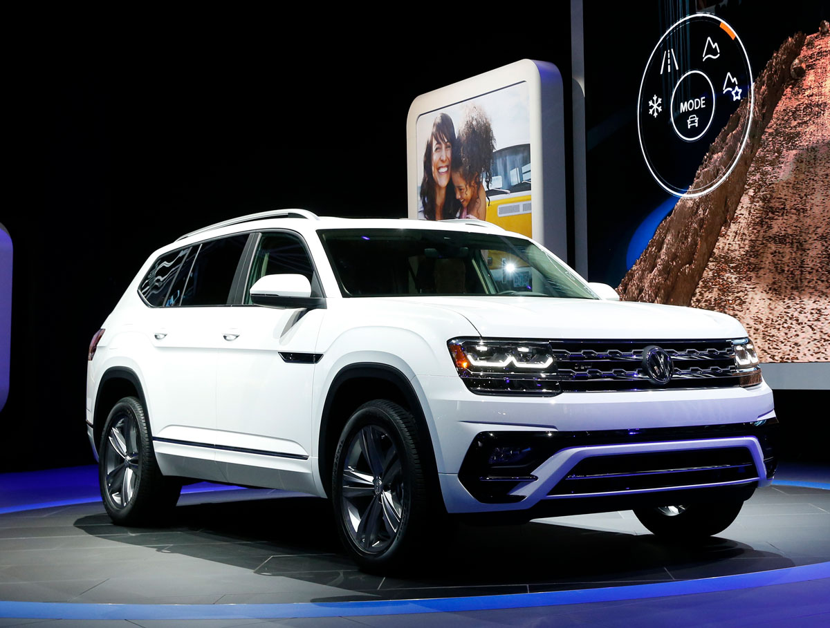 A 2018 Volkswagen Atlas is displayed during the North American International Auto Show in Detroit