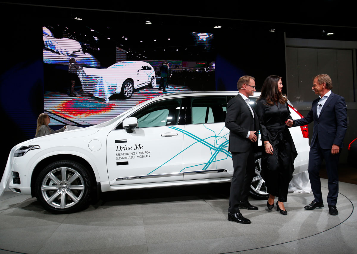 Volvo's Samuelsson introduces the first Volvo XC90T8 Inscription autonomous car during the North American International Auto Show in Detroit