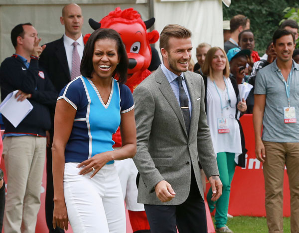 David Beckham and Michelle Obama