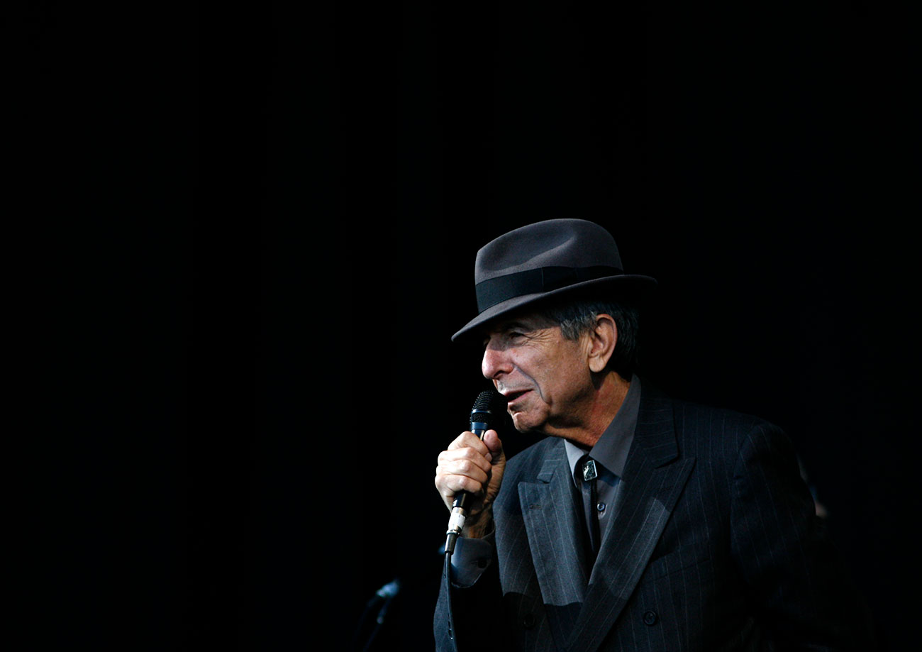 Canadian singer-songwriter Leonard Cohen performs at the Glastonbury Festival 2008 in Somerset in south west England