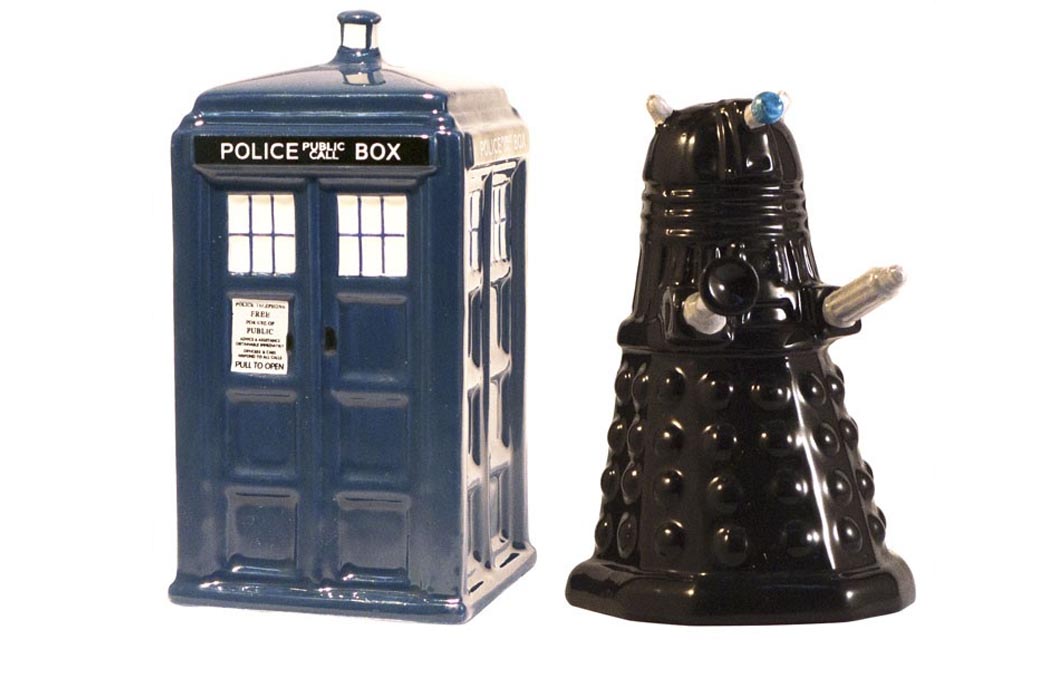 Dr Who Tardis vs Dalek Salt and Pepper Shakers - $19.95