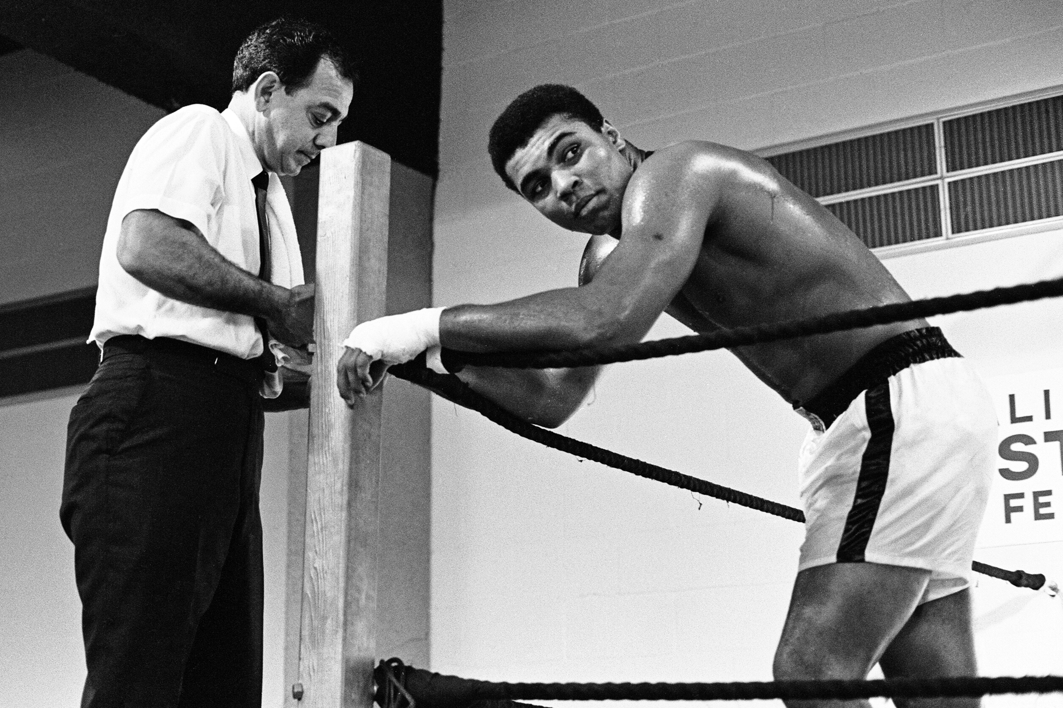 Ali, then Cassius Clay, in training