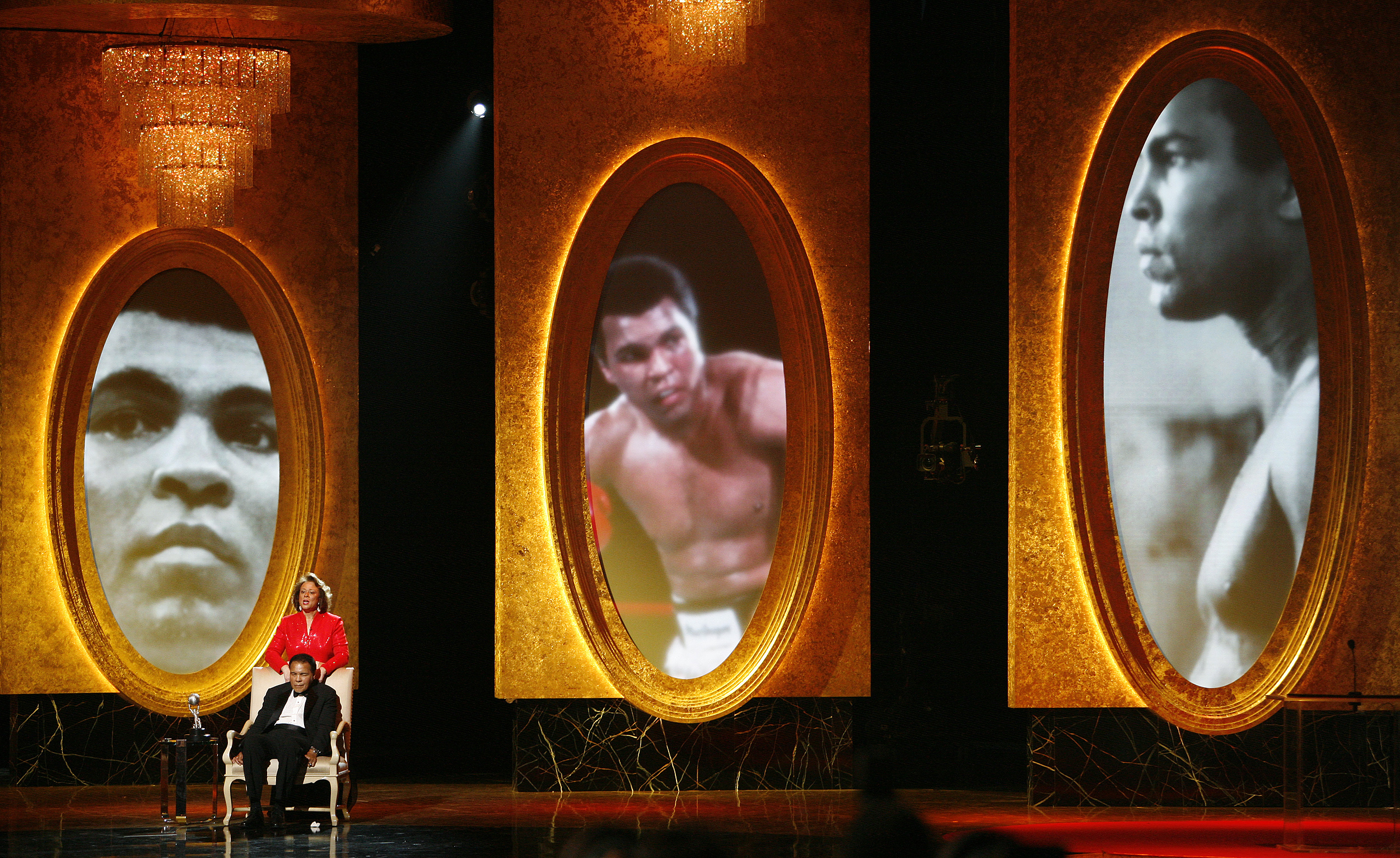 Muhammad Ali accepts the President's Award accompanied by his wife Yolanda Williams at the 40th Annual NAACP Image Awards at the Shrine auditorium in Los Angeles