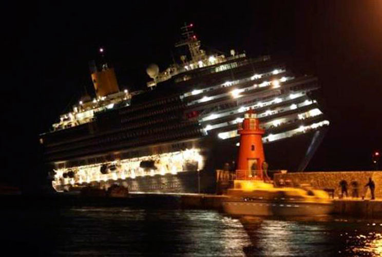 The cruise ship is seen off the west coast of Italy at Giglio island on January 14.