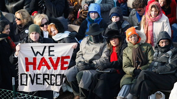 		<p>Crowds wait on the National Mall before the inauguration of Barack Obama as the 44th President of the United States in Washington January 20, 2009.   </p>