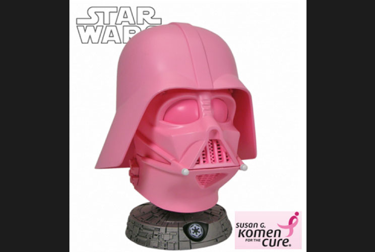 "The classic Darth Vader helmet gets an overhaul, and a new PINK paint job for a very important cause," reads the sales pitch for this Star Wars collectible made by Burbank, Calif.-based Gentle Giant. "For every sale, Gentle Giant will donate $6.00 (up to