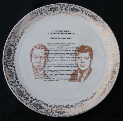 		<p>No fan collection collection is complete without a conspiracy collector's item. You too now can compare the assassinations of Lincoln and JFK side by side on this amazing plate.</p>