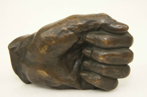 		<p>No Lincoln fan collection is complete without this metal sculpture of Lincoln's left hand by Leonard Well Volk.</p>