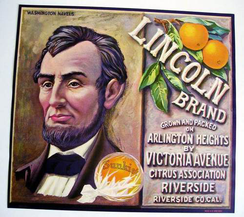 		<p>In the 1940s Sunkist used Lincoln's image to sell oranges.</p>