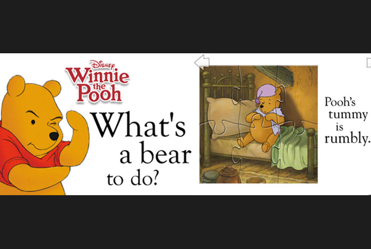 <b>Price:</b> $0.99 ($2.99 for Android)<br><b>Recommended ages:</b> 2-4 <br><br>This app lets kids read along with Winnie the Pooh's adventures and interact with jigsaw puzzles of the characters and scenes.  