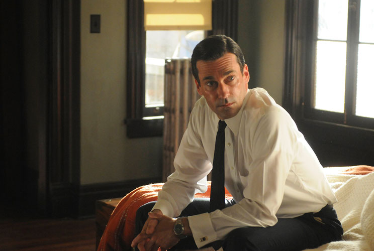 Don Draper, as played by Jon Hamm, drinks too much, smokes too much, and messes up his personal life way too much. “But he is really trying," says show creator Matt Weiner. At the end of last season, he even asked his secretary to marry him. 