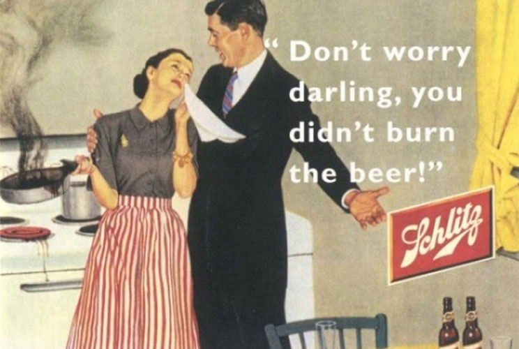 Of course, their best intentions sometimes went awry. But at least those errant women couldn't "burn the beer," as this ad makes clear. 