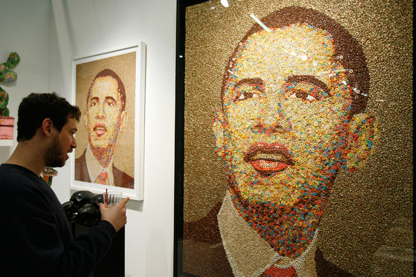 		<p>Obama suddenly looks quite delicious in this artwork made of breakfast cereals.</p>