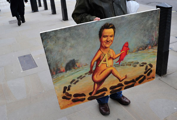 		<p>George Osborne appears to be running in circles in this post-modern painting from Britain.</p>