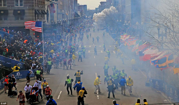 		<p>A second explosion ripped through the crowd about a block away from the finish line of the Boston Marathon, killing at least two people and injuring dozens on a day when tens of thousands of people pack the streets to watch the world famous race.</p>