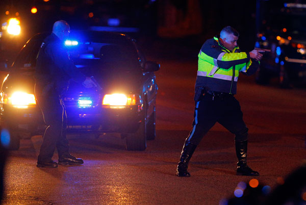 		<p>Police officers keep a man on the ground in Watertown, Massachusetts April 19, 2013 following the shooting of a police officer at the Massachusetts Institute of Technology (MIT). A police officer for the Massachusetts Institute of Technology was shot