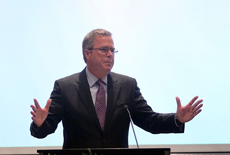 Former Florida Governor Jeb Bush speaks during a conference on education at Intercontinental hotel in Tegucigalpa August 22, 2011. 