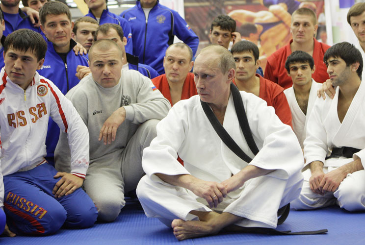 Putin, training his army of ninja warriors.