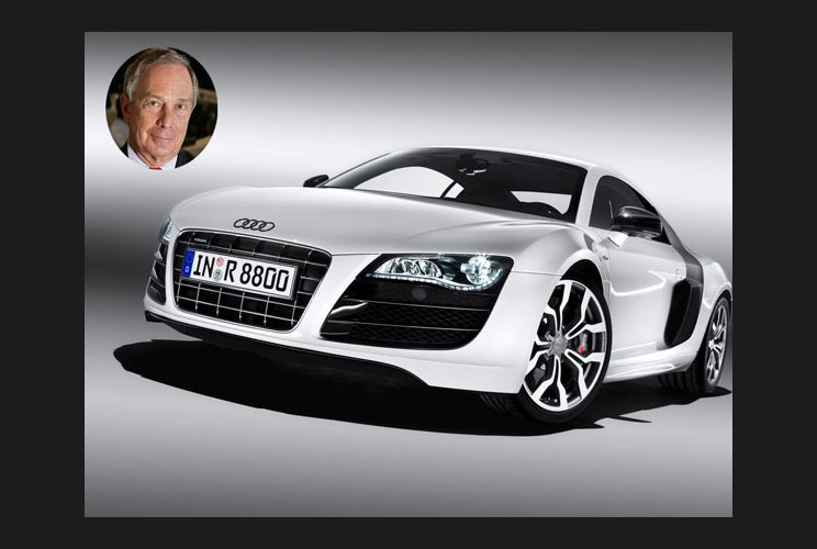 New York's mayor and financial data mogul Michael Bloomberg drives an Audi R8. The swanky car retails at $120,000 and goes from 0 to 60 mph in just 3.2 seconds.