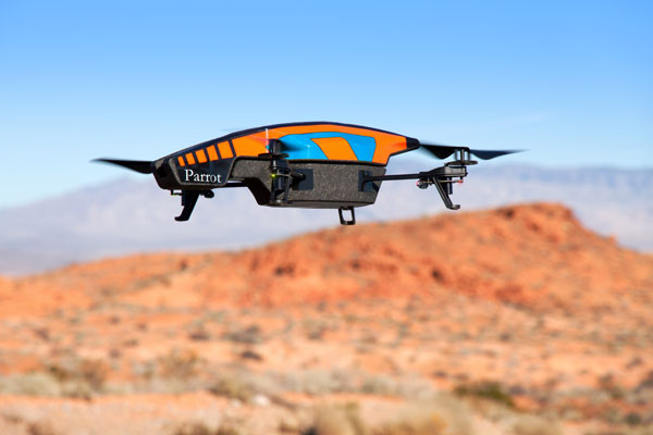 The Parrot AR is the most popular drone on the consumer market. With a built-in camera capable of capturing 720HD video and Wi-Fi capabilities, it can soar through the sky for roughly 18 to 20 minutes. (source: <a href="http://www.complex.com/tech/2013/03