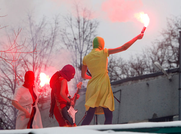 		<p>Pussy Riot—The Moscow-based feminist punk-rock group is best known for famously protesting Putin through their lyrics and performances. In March 2012, three members were arrested, charged and convicted of “hooliganism.” They were each sentenced to tw